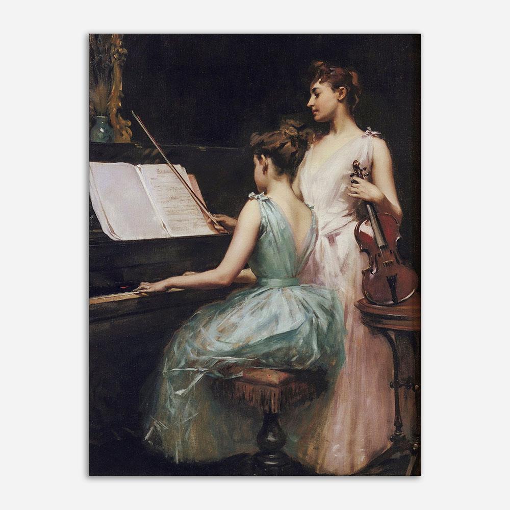 

Винтажная картина маслом на холсте, женщина-пианистка, антикварный постер и принты, фермерский дом, розы, натюрморт, романтическое настенное художественное украшение, искусство 21x30cm No Frame