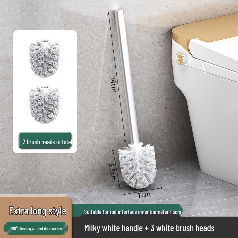 Wall-Mounted Soft Bristle Toilet Cleaning Set with Long Handle and Storage Rack
