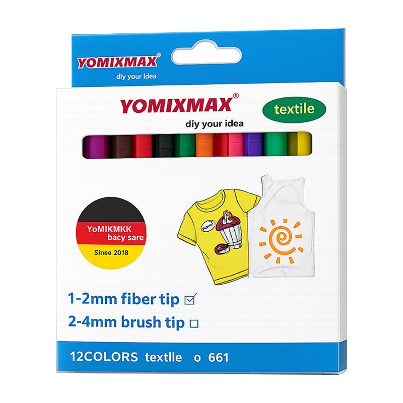 12-Color Fabric Painting Textile Pens for DIY Cotton T-Shirts and Canvas
