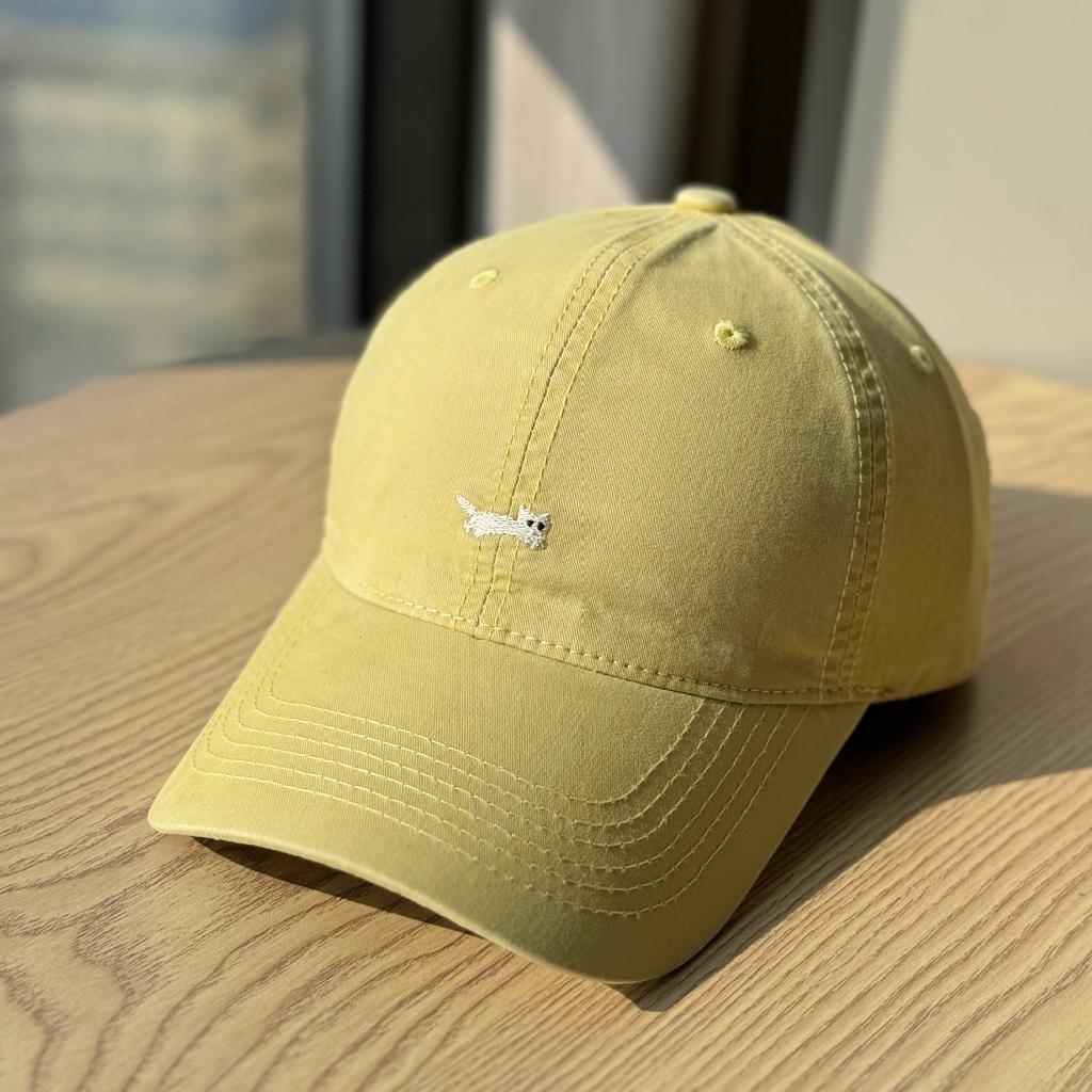 Korean-style versatile cartoon cat embroidered baseball cap for women, suitable for large head sizes, makes the face look smaller, soft-top duckbill