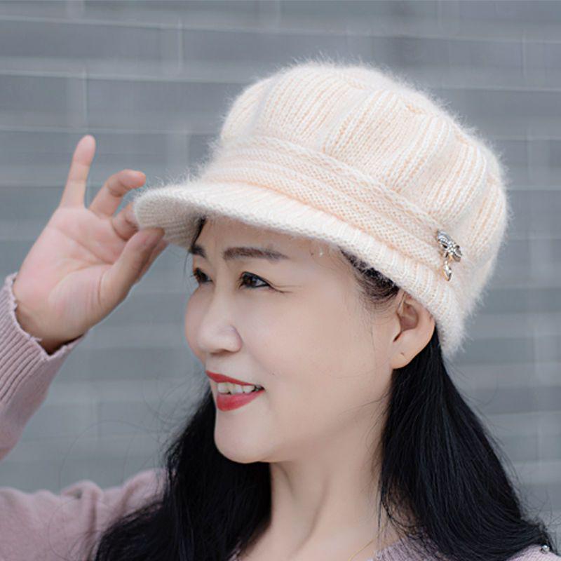 

Осенне-зимние вязаные шерстяные шапки для женщин среднего и пожилого возраста - плюс бархат, теплая защита ушей для мам и бабушек One Size