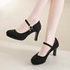 Fashion 2025 Women's Black High Heels Spring Casual Shoes Women's High Heels Solid Color Wedge Shoes Plus Size High Heels Size 34-42