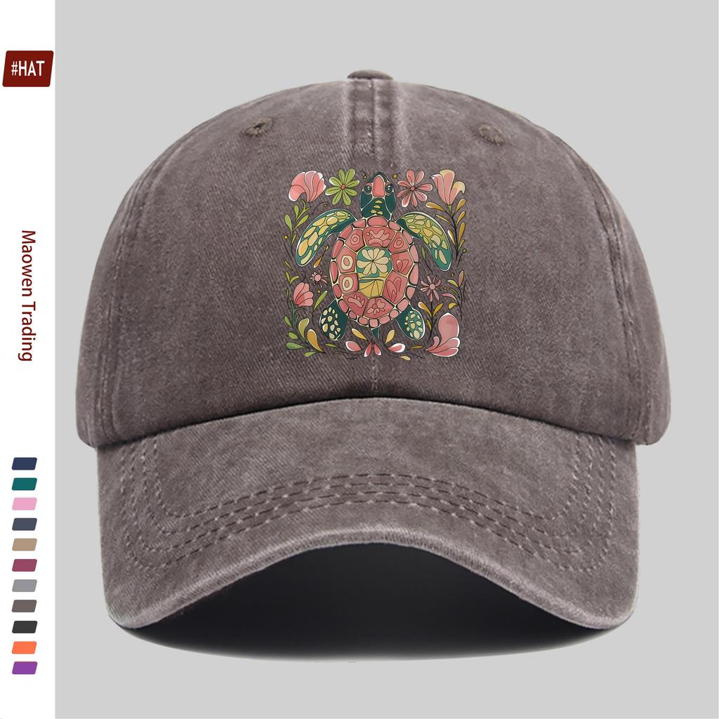 pc pcs Ethnic Sea Turtle Print Trucker Hat Adjustable Snapback Cap with Buckle Lightweight Suitable for Men Women Vintag