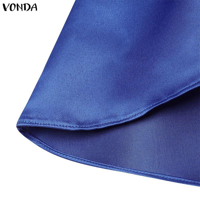 VONDA Elegant Women Side Zip-up Waist Layers Ruffled Irregular Casual Party Satin Skirts Dress