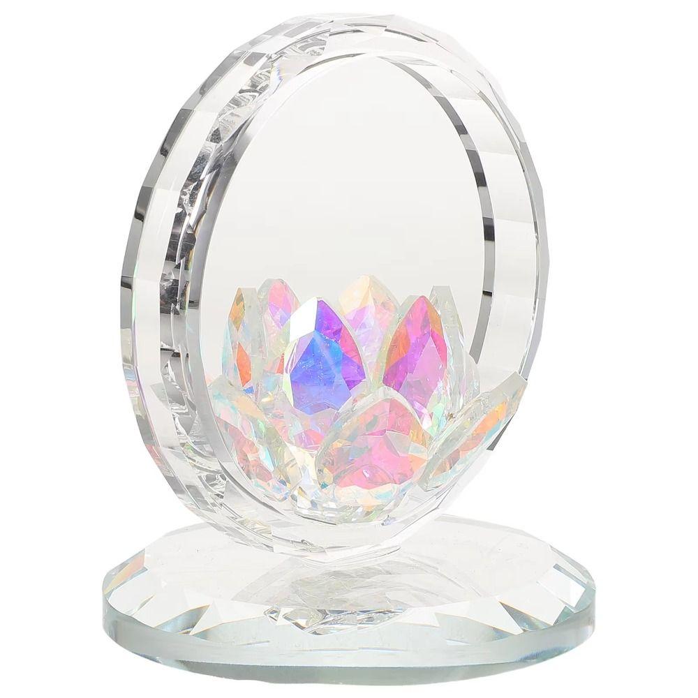 Reflection Effect Lotus Flower Figurine Stable Base Clear Lotus Flower Collectible Office Desk