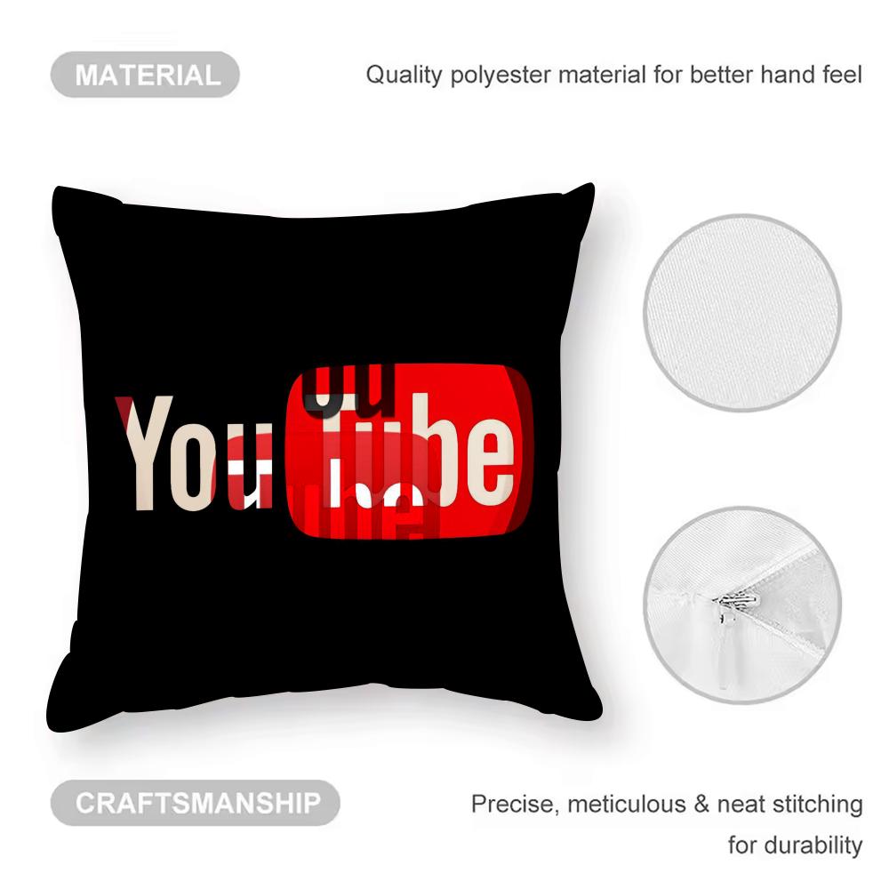 Youtube Cushion Cover Anti-Dustmite Pillowcase Invisible Zipper Silky Short Plush Sofa Cushion Cover