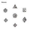 7 Pcs Silver Hand Skull Head Metal Dice Hollow Metal Polyhedral Dice Set Suitable for Role-Playing RPG  Board Game Card Game