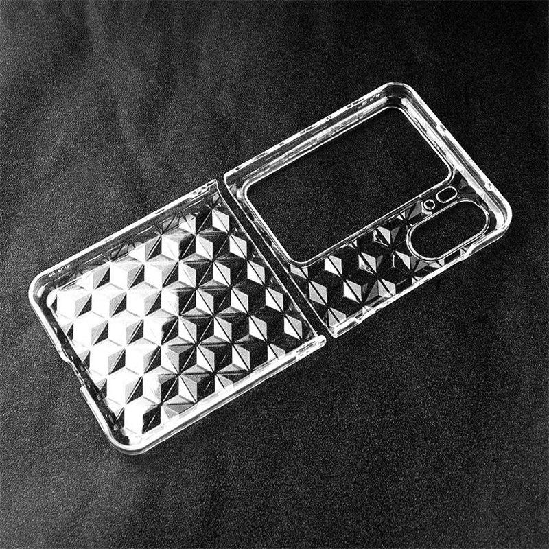 Transparent Hard PC Case for Oppo Find N2 Flip 5G,Shockproof Diamond Texture Phone Cover