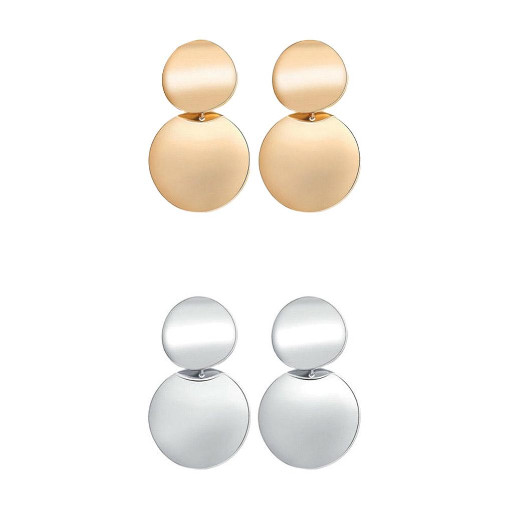 1 Pair Alloy Earring Ear Pendent Fashion Jewelry Fine Workmanship Long-lasting Round Plate Exquisite Attractive