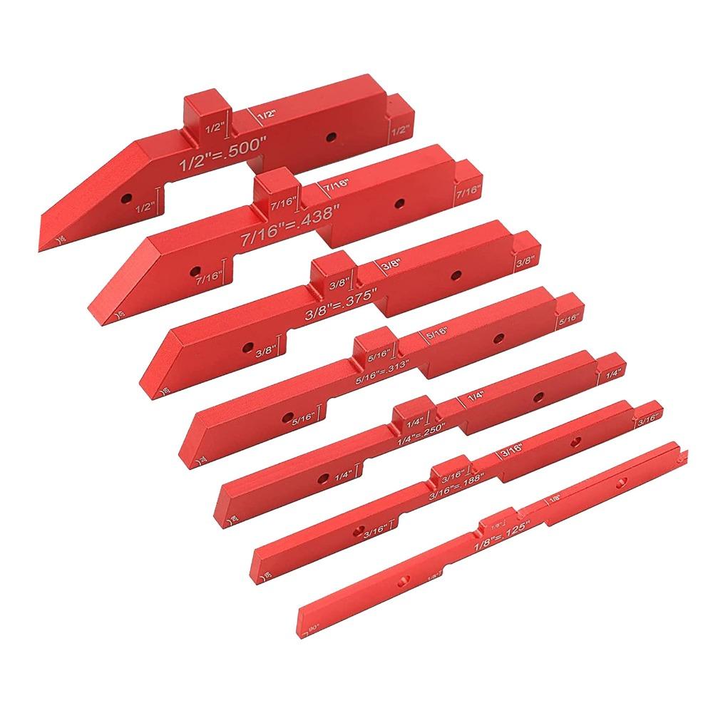 7pcs Different Thickness Setup Blocks Height Gauge Set Red Adjustable Height Gauge  Table Saw