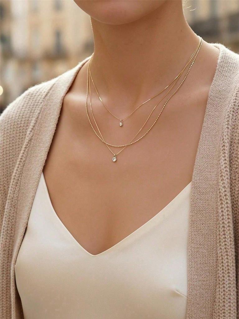1pc Delicate  Pendant  Stack Necklace For Women, Ladies' Fashion Metal Necklace,Suitable For Women's Daily Wear, Dates, And Parties