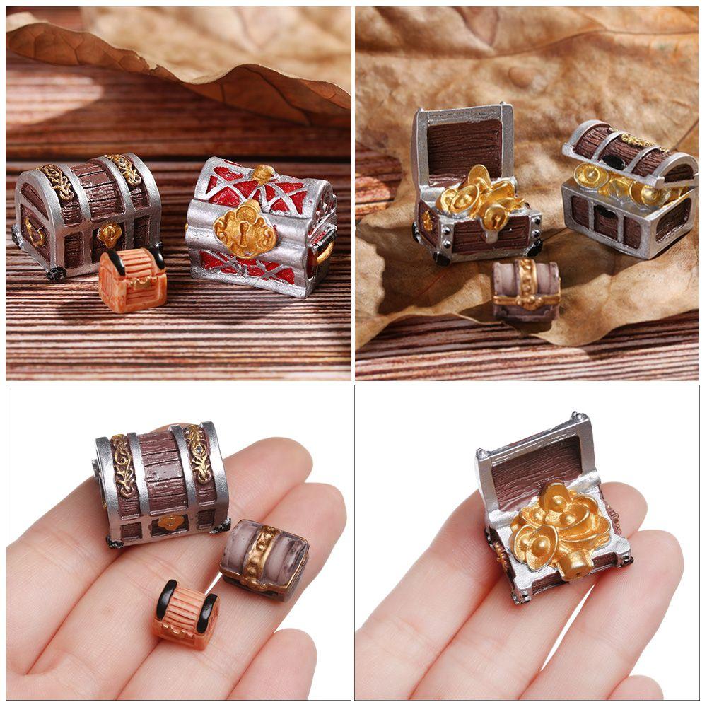 Jewelry Box Pirate Adventure Game Doll House Treasure Chest Figurine Miniature Cashbox Ornament Mini Toys Home Decoration