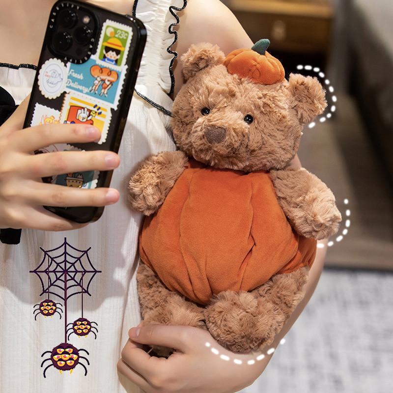 Adorable Peluche de Oso Calabaza de Halloween Relleno de Algodón PP Suave Juguete Animal Relleno Regalo