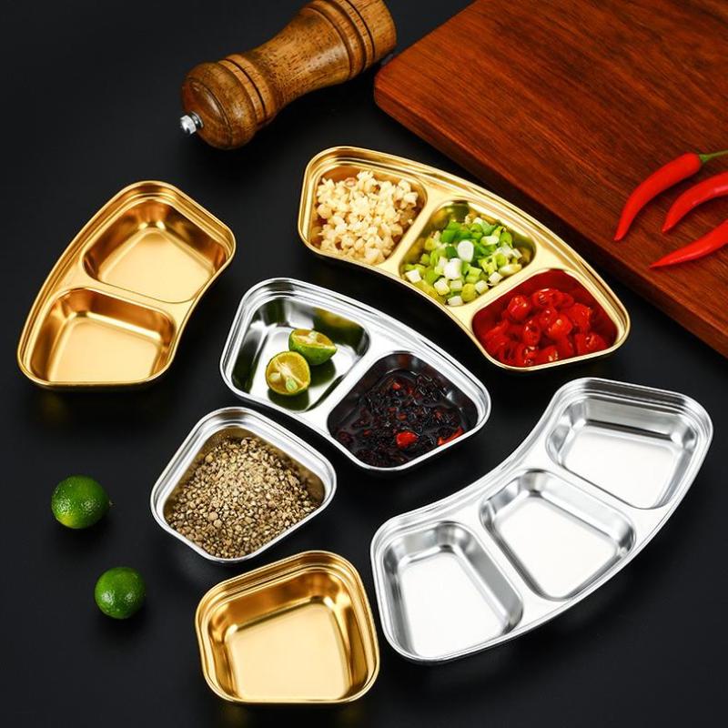 Fächer Edelsahl Gewürzschale 2 3 Fächer Tablett für Dips Snacks Speiseessen Partys BBQ