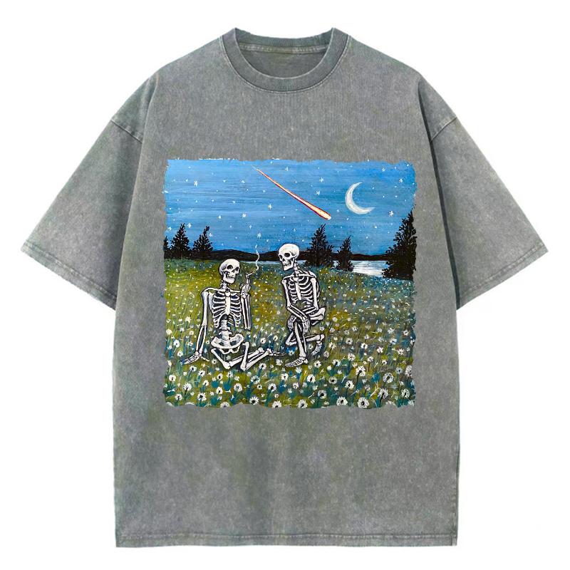 

Летняя футболка с принтом черепа и стойки, стираная, свободного покроя, с коротким рукавом, повседневная ретро-одежда, женская одежда 2000 года 3XL