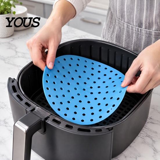 Reusable Food Grade Mats Air Fryer Silicone Liners, Non-Stick Basket for Liners Accessories, Heat Resistant Washable Pot Mat Baking Accessories