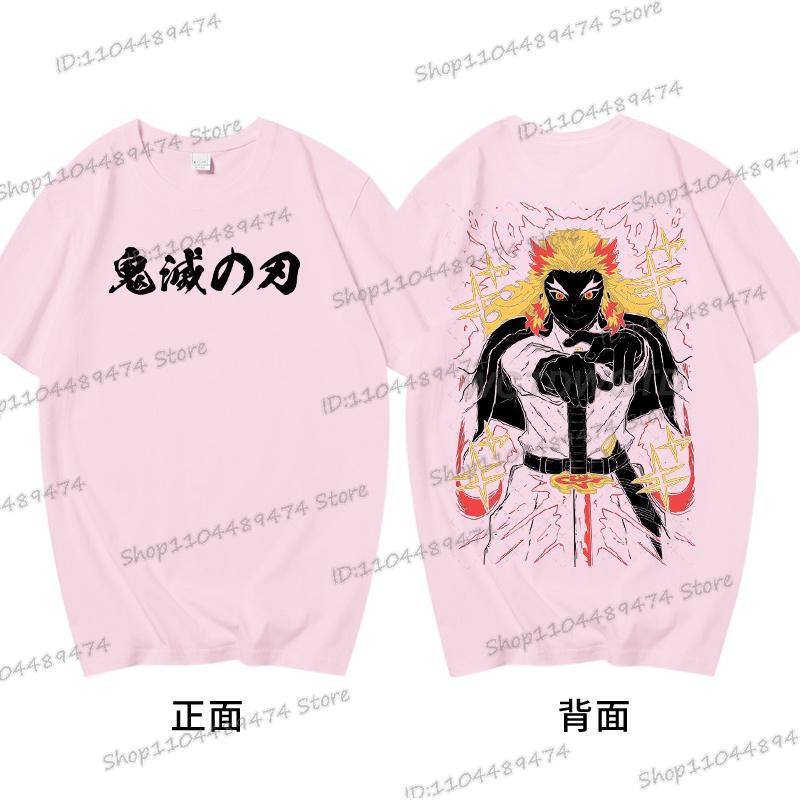 Anime Demon Slayer Rengoku Kyoujurou T Shirt Men Women Vintage Cool Casual High Quality Cotton T-shirt Harajuku Comic Tops