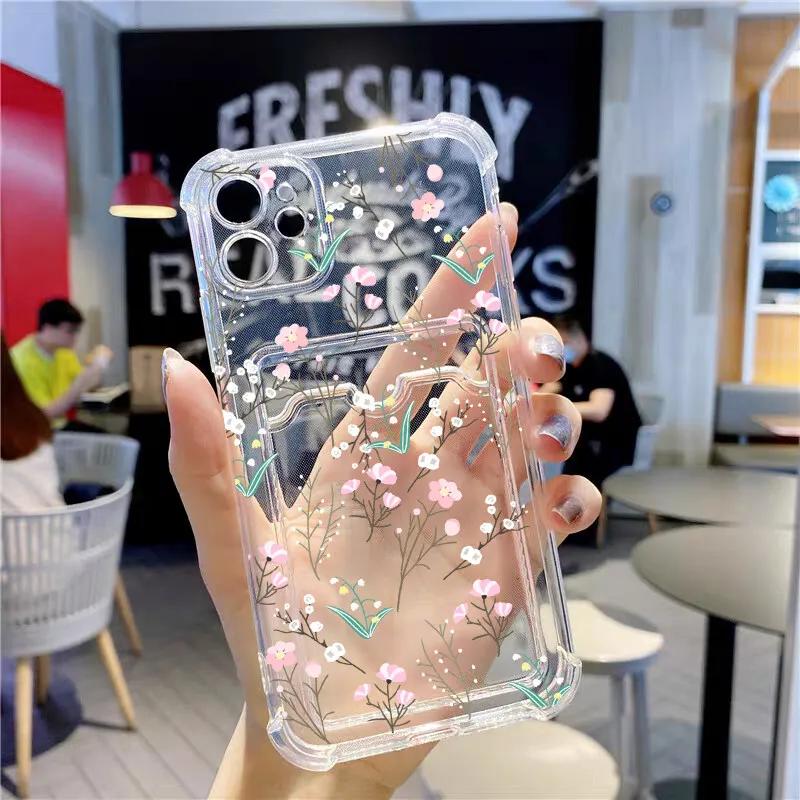 Smile Daisy Flower Case For Iphone 16 Pro Max 11 12 13 14 15 Pro Max 16 Plus X XS XR XS Wallet Card Holder Slot Bag Clear Cover