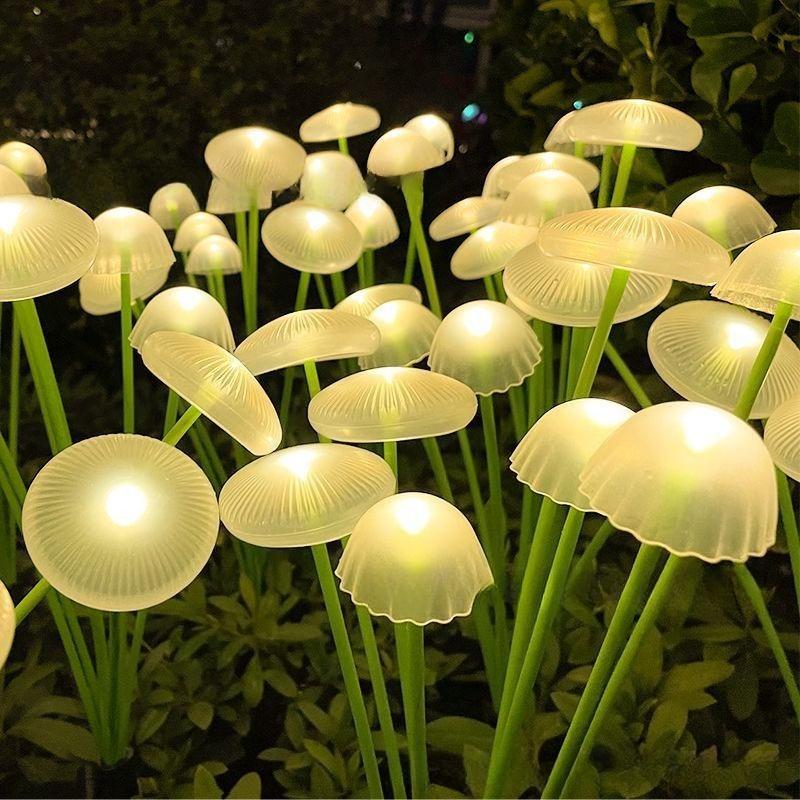 LED Trädgårdssvamp Lampa Solcellsdriven Utomhus Landskapsljus IP65 Vattentät Manet Vinglande Ljus för Trädgårdsatmosfär