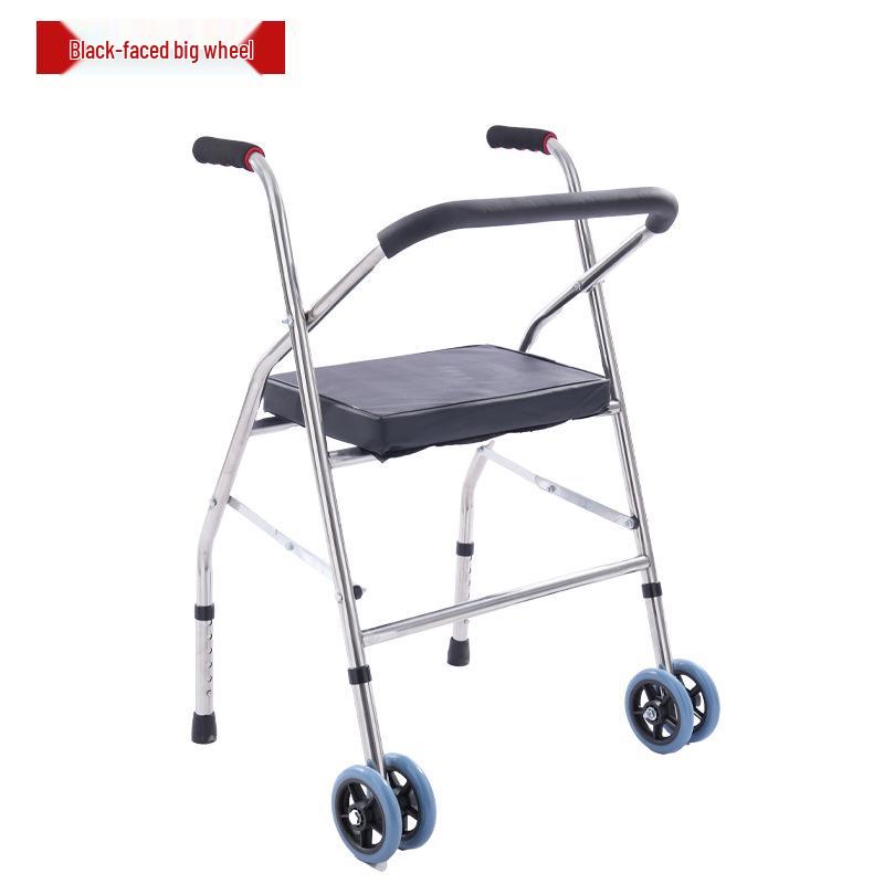 Stainless Steel Rollator Walker with Seat and Wheels - Rehabilitation Support Frame