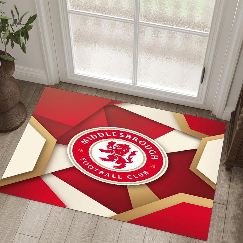 Middlesbrough FC Design Crystal Velvet Carpet Cozy Non?Slip Printed Rug For Bedroom Living Room Entrance