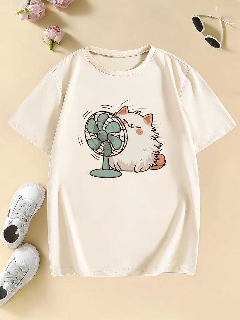 Cartoon Animal Funny Fan Cat T Shirts Shirt Sleeve Kids Childrens Tshirt Boys Girls Summer Spring Casual Top Tee Shirt