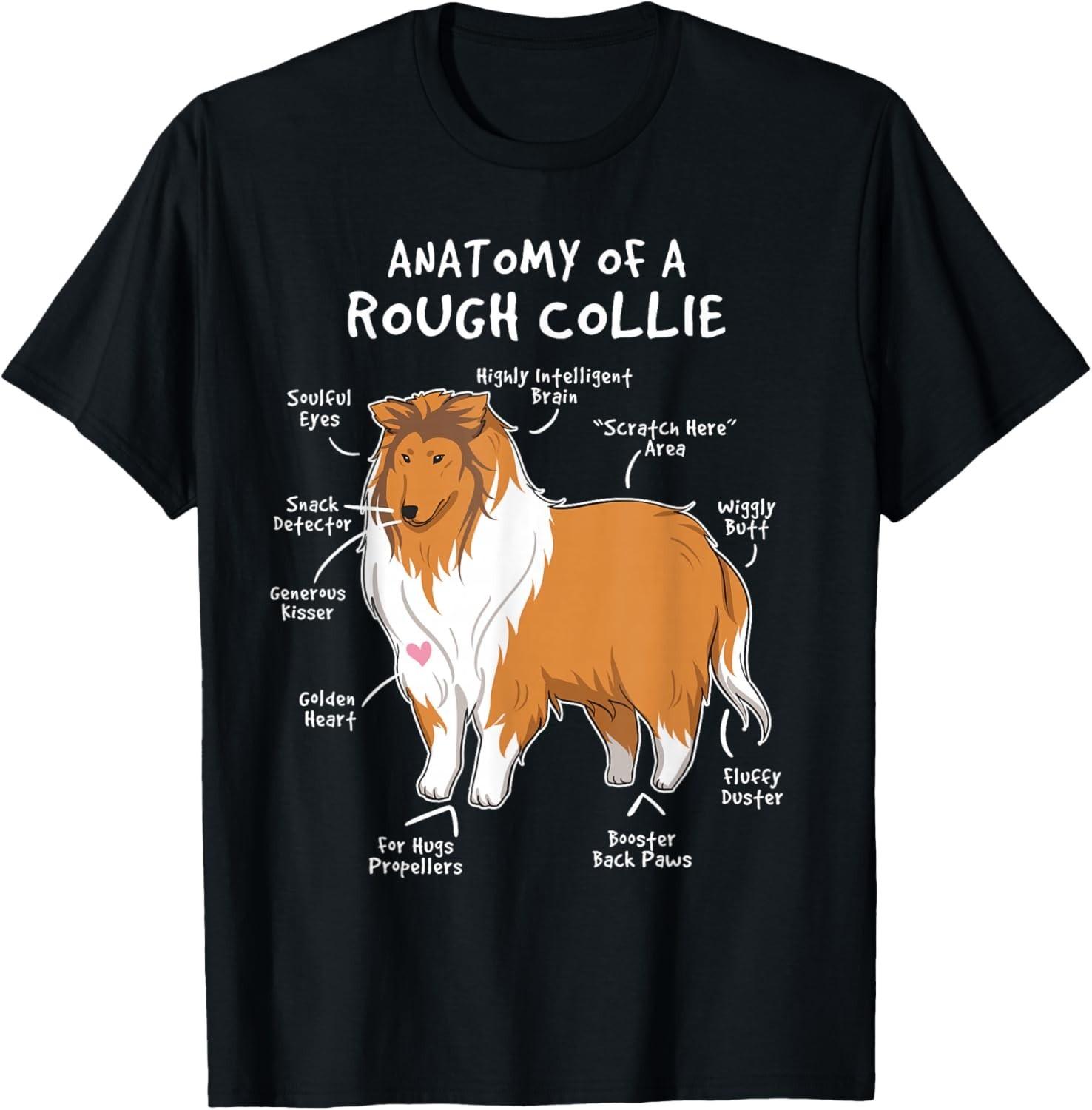 

Rough Collie Anatomy T-Shirt, Funny Dog Lover Puppy Gift Tee Shirt For Dog Dads S разноцветный