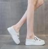 Fashion 7.5CM Patent Genuine Leather Platform Summer Hollow Weaving Breathable Pumps 2025 Spring Chunky Heels Mary Jane Slipper Shoes