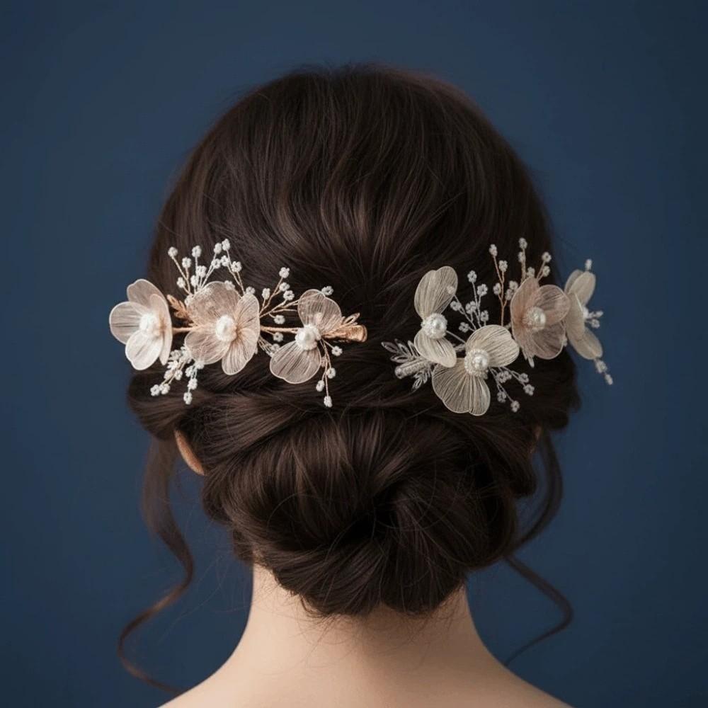 Pearls Wedding Headdress Exquisite Flower Pinch Hair Clip Sweet Bridal Hairpin  Party
