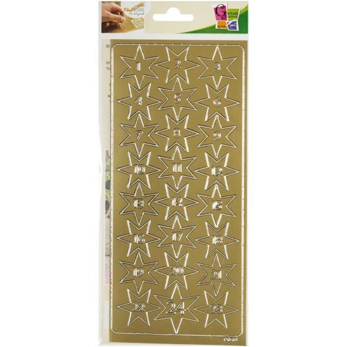 Autocollant - PEEL OFF'S ETOILES AVENT OR - Couleur Or - 105x232 - Mixte