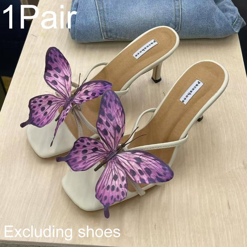 1 Pair Butterfly Shape Shoes Charms Sandals Decor Bohemian Shoe Accessories DIY Shoe Clip Elegant Orchid Flower Colorful