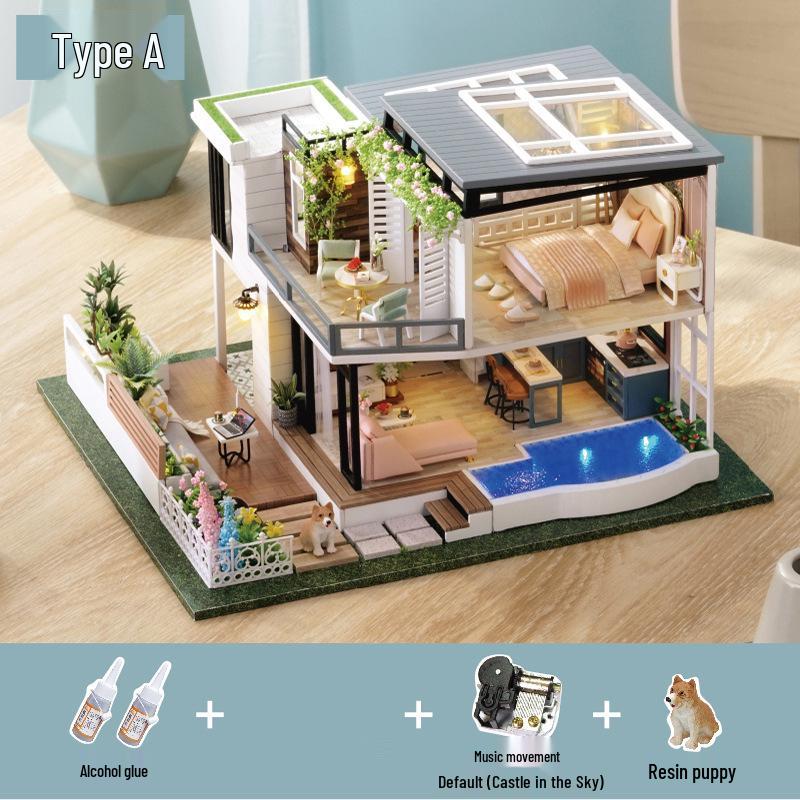 Zhi Qu Wu 3D Swimming Pool Villa Puzzle Model - Creative Educational Toy for Adults & Kids