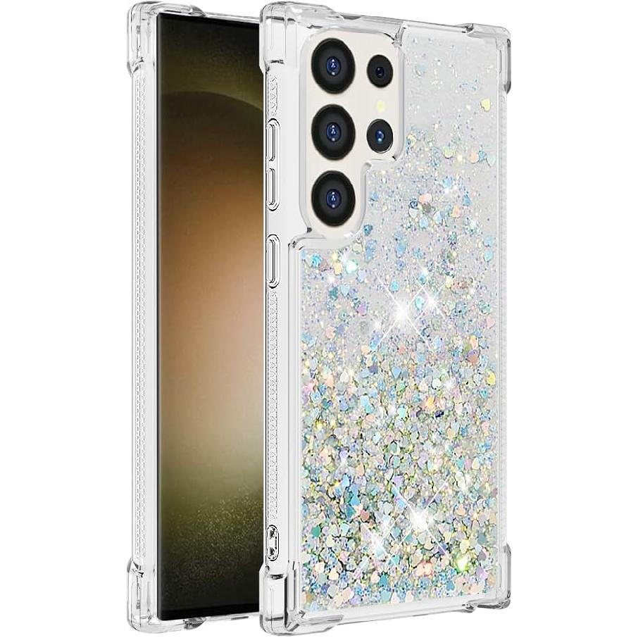 Case for Samsung Galaxy S25 Ultra Case Glitter Bling Cute Clear Phone CaseFloating Quicksand Shockproof Protective Bumper Soft TPU Cover for Samsung