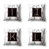 Polyester Pillowcase 26 English Letters Rose Gold Home Marble Decorative Printed Pillowcase