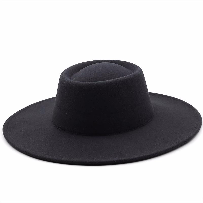 British Style Faux Wool Fedora Hat for Women - Autumn/Winter Hepburn Look with Small Face Effect and Dented Top