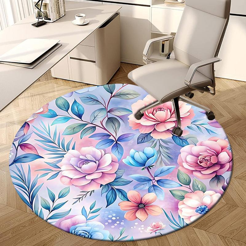 1pc Office Carpet Chair Mats Pastel Floral Pattern Perfect for Decorating Office Chairss, Or Bedrooms.YDT428