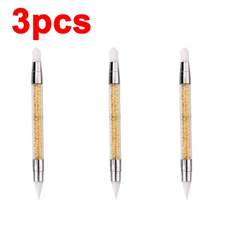 Rhinestone Applicator Pencil Dual-Ended Silicone Head Carving Dotting Pen Nail Dot Pen Stone Picker Refill Manicure Tools DB05