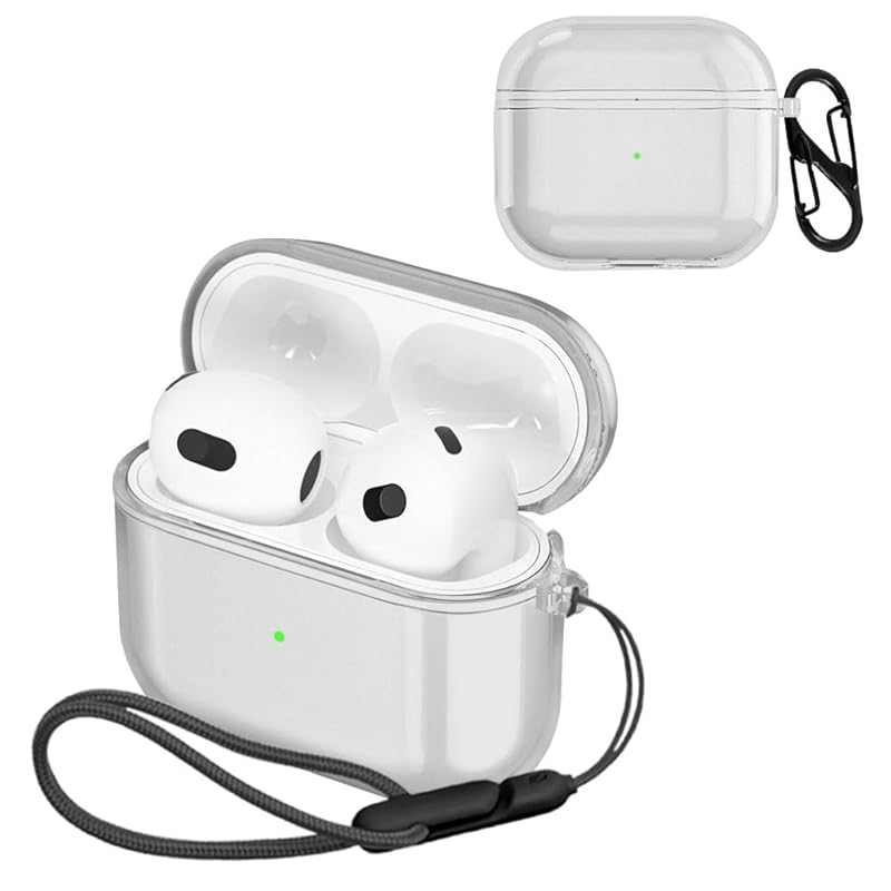 

For airpods 4 case [HVUYAL] transparent lightweight TPU material Charging compatible Leave it on Equipped with a hook to prevent loss Scratch