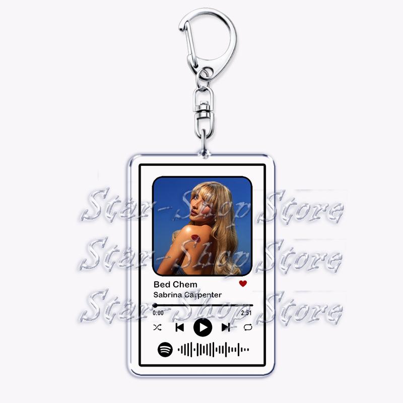 

Popular Short n Sweet Ablum Music Keychains for Women Bag Accessories Espresso Please Please Please Keying Jewelry Fans Gifts
