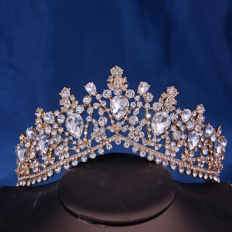 Barock Vintage Prinsessa Drottning Brudkrona Huvudsmycke Kristalltiara För Kvinnor Bröllopskrona Hårklänningstillbehör Smycken