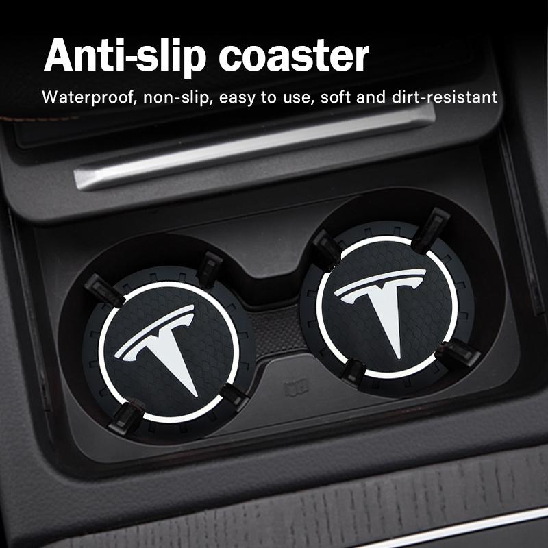 Car Cup Mat Anti-slip Bottle Holder Coasters Car Accessories For Tesla Model 3 Model S Model X Y Roadster Performance