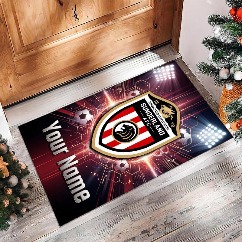 Sunderland FC Printed Crystal Velvet Rug Non‑Slip Crystal Velvet Carpet For Sofa Bedroom Indoor Home Decoration