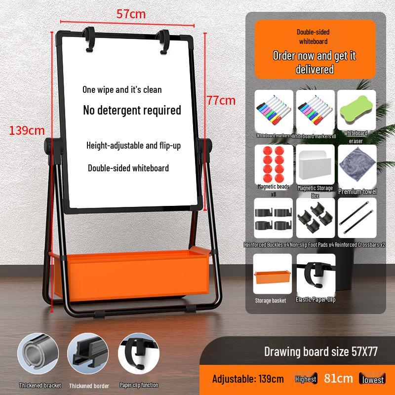 Foldable Double-Sided Magnetic Whiteboard with Mobile Stand for Home, Children's Teaching, and Conferences