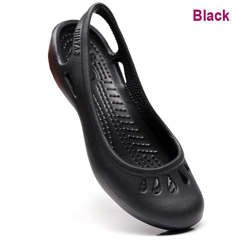 Sommer leichte Anti-Rutsch-Loch-Schuhe Clog für Damen Flache Unterseite Sandalen Krankenschwester Outdoor Strand Jelly