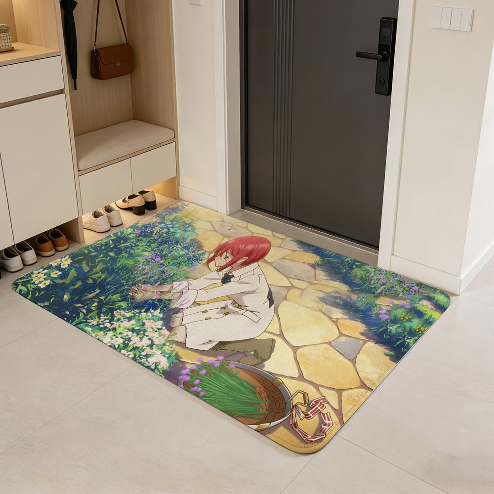 

anime S-Snow White with the Red Hair Floor Mat Flannel Door Mat Non-Slip Absorbent Washable Indoor Home Rug 40x60cm