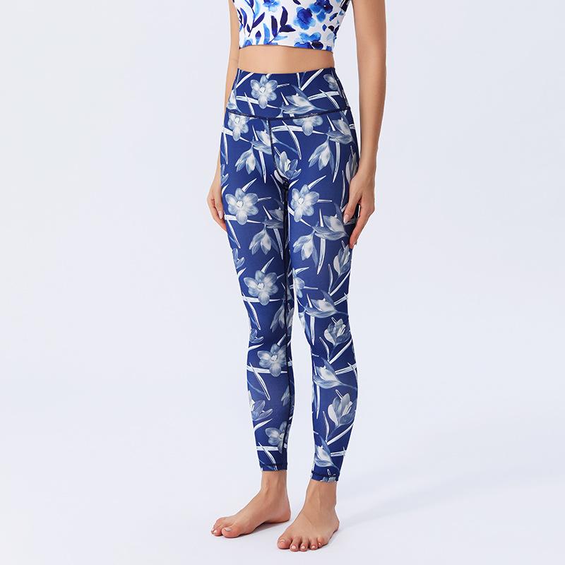 

Штаны для йоги для женщин с высокой талией, эластичные штаны для фитнеса, облегающие леггинсы, штаны для йоги с принтом, женские брюки S