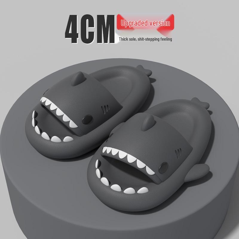 4cm Thick Sole Shark Slippers: Fun Cartoon EVA Slippers for Women, Men & Kids - Unique Stepping Sensation