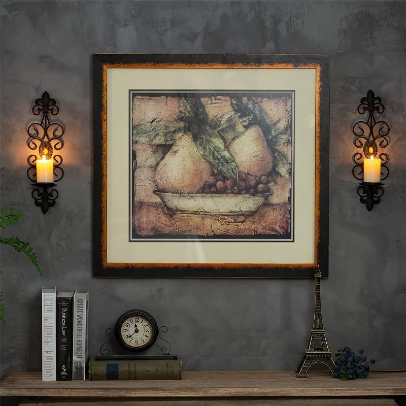 1PC Wrought Iron Candle Holder Vintage Metal Diamond Wall Mounted Candlestick for Home Wedding Romantic Dinner Decoration