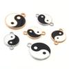 10Pcs/Lot Tai Chi Pattern Charms Alloy Enamel Pendants Double Hole Charms For Jewelry Making DIY Necklace Bracelet Accessories