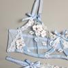Erotic Lingerie Perspective Mesh Embroidery Three-Dimensional Flower Sexy Underwear Set T-String Sexy Underwear set